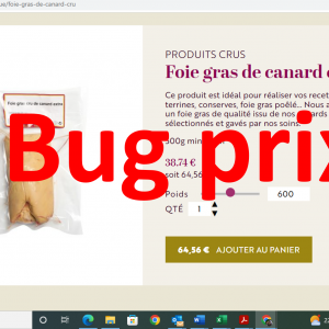 Attention, problème prix site internet